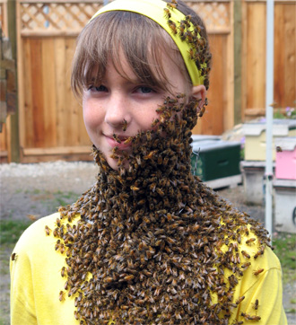 Girl with bee beard